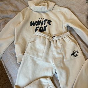 white fox hoodie set